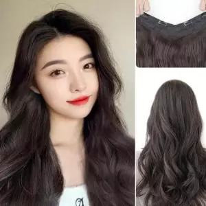 긴머리 웨이브 반가발 파마머리 부분 똑딱이 여신 붙