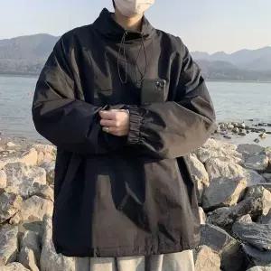 반폴라 아노락 오버핏 사이드포켓 밑단 넥 스트링 남자청자켓