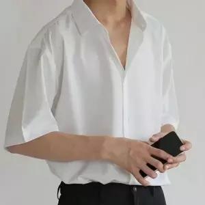 남성 쿨링 반팔 셔츠 오버핏 여름 데이트룩 남방 루즈핏 하객룩 반팔티