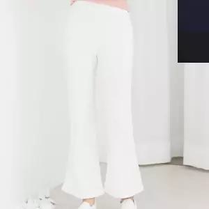 심플 세미 부츠컷 팬츠 봄가을 허리밴딩 나팔바지 부츠컷슬랙스 (WEC7B6F)
