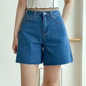 A라인 컷팅 데님 반바지 여름 청반바지 캐주얼팬츠 핀턱반바지 여성5부바지 (WF0F3BF)