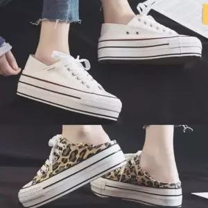 스니커즈 투웨이 키높이 여성단화 호피 통굽