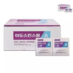 국산 이도팜 이도스킨스왑A 100매 1통 일회용 소독솜 알콜스왑