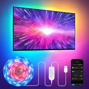 32-43인치 TV용 9.84피트 RGB+IC LED 조명 음악 동기화가 가능한 백라이트 스트립 블루투스 APP 및 음성
