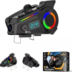 오토바이 헬멧 블루투스 헤드셋 2K 카메라 6.0 양방향 인터콤 통신 시스템 IP65 방수 WiFi 연결 음성