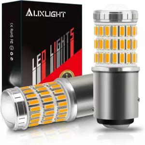 AUXLIGHT 2057 1157 2357 7528 2057A 1157A LED 전구 앰버 옐로우 초밝은 60-SMD 교체용 블링크 라이트