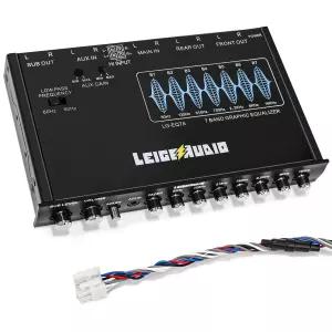 전면 3.5mm 보조 입력 고전압 RCA 출력 및 고레벨 스피커 가능한 LG-EQ7A 7밴드 자동차 오디오 그래픽