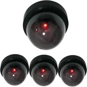 가정용 비즈니스 무선 CCTV 감시 4팩 블랙을 위한 가짜 깜빡이는 빨간색 LED 조명이 있는 Yuarisx 더미