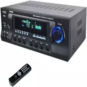 블루투스가 장착된 파일 홈 스테레오 앰프 - 300와트 맥스 4채널 리시버 이지 노래방 듀얼 마이크 입력 EQ