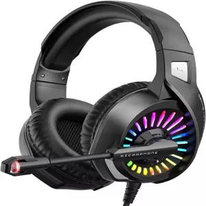 마이크가 장착된 ZIUMIER 게이밍 헤드셋 PS4 Xbox One PC 노트북 LED RGB 라이트가 오버이어 헤드폰 노이즈