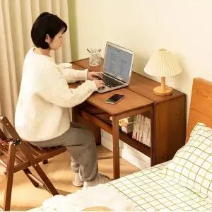 접이식 책상 컴퓨터 테이블 사무실 학생 가정 소형 데스크탑 단단한 나무 침실 침대 옆 쓰기 워크스테이션