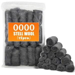 0000 스틸 울 15PCS 연마 패드 미세 유연하고 내마모성 롤 유리 금속 크롬 나무 표면 대리석 녹 제거 마우스 컨트롤 파이프 구멍 커버
