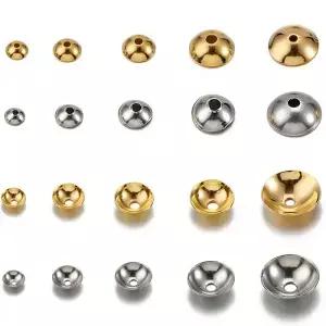 50pcs 304 스테인레스 스틸 비드 캡 피팅 3/4/5/6/8mm 비즈 볼 팁 커버 스페이서 쥬얼리 만들기 DIY