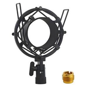 LKRXW 53-58MM 마이크 충격 마운트 방진 서스펜션 알루미늄 합금 콘덴서 홀더 클립 및 금속 나사 어댑터 격리 흡수 스튜디오 포함