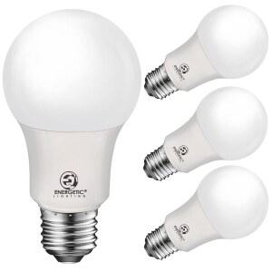 에너제틱 조명 40W 등가 A19 LED 전구, 따뜻한 흰색 3000K, E26 스탠다드 베이스, ETL 목록, 비디밍 가능한 4팩