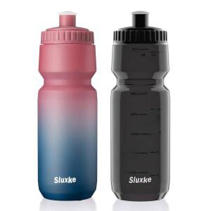 SLUXKE 32온스 자전거 물병 스퀴즈 2팩, 1000ml 스포츠 BPA 프리, 경량으로 대부분의 케이지에 맞습니다
