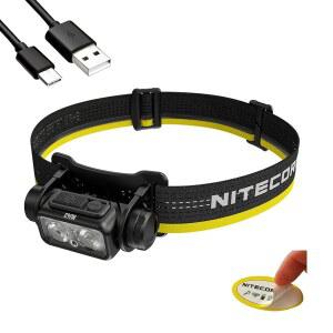 나이트코어 NU43 충전식 헤드램프, 캠핑, 러닝 또는 작업을 위한 1400루멘 USB-C 밝은 경량, 스포트라이트, 투광등, 레드 라이트, 스티커 포함