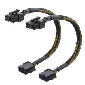 케이블 중요 2팩 8핀 PCIE 연장 - 10인치(남성용에서 여성용 직접 PSU 사용 불가) GPU 전원 케이블(6+2핀 제외)