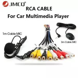 JMCQ 범용 자동차 라디오 RCA 출력 와이어 케이블 마이크 포함 비디오 출력/입력 오디오 서브우퍼 3m 옵션
