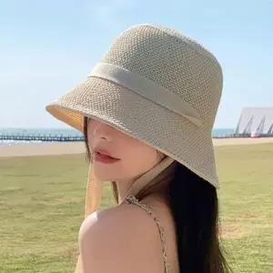 (앙상블) 끈 매듭 밀짚 위아 벙거지 여성 모자 사파리