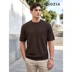 지오지아 린넨 루즈핏 포켓 반팔 니트 AED2ER1103 402833