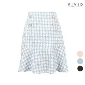 비비드시크릿가너 VIVID 체크 트위드 진주단추 스커트 3832676