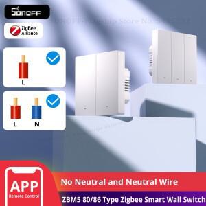 SONOFF ZBM5 80/86 타입 Zigbee 스마트 벽 스위치는 중성선 없음 및 분리 릴레이 모드를 지원하며 홈 어시