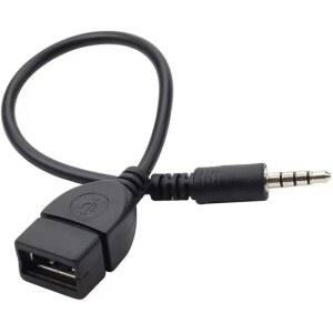 검은색 USB-AUX 어댑터 케이블, 3.5mm 남성 AUX 플러그-USB 2.0 여성용 컨버터 케이블 코드 차량 포트 길이 OTG 액세서리 오디오 및 비디오 액세서리(20cm/8인치)