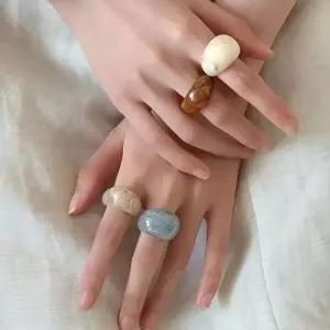 (쓰러담아) 호마이카 반지 아크릴 투명 링 볼드 가을