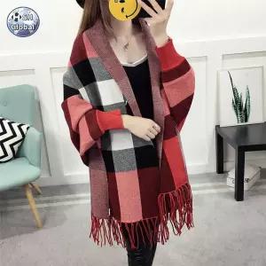 하프 A5 망또 여성 리버시블 망토 숄 양면 가을 체크 판초