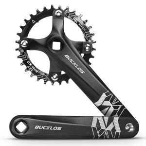 버클로스 MTB 산악 자전거 싱글 스피드 스퀘어 테이퍼 크랭크셋 - 170MM 104BCD 32 /34 /36 /38 /40 /42T 원형 /오발 체인링 장착 전기 자전거/커뮤터 자전거용