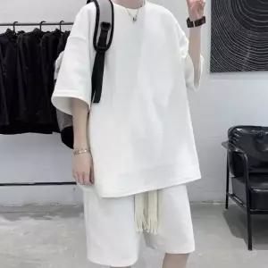 남자 반팔셋업 루즈핏 허리밴딩 무지 라운드넥 캐주얼 썸머셋업 플리츠셋업 남자여름셋업