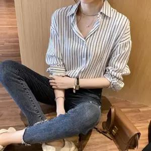가방 여자남방 모임 쉬폰 데이트 여성블라우스 롱셔츠 봄