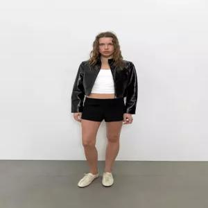 ZARA 크롭 페이크 레더 재킷 - 블랙 4749/813/800