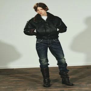 ZARA 페이크 레더 더블 페이스드 봄버 재킷 - 블랙 8490/760/800