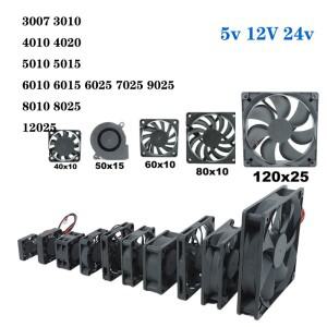 DC 브러시리스 팬 xh2.54 2pin 5V 12V 24V 산업용 냉각 슬리브 베어링 4/8cm 12cm 25/30/35/40/50x10mm 3D