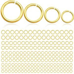 주얼리 제작용 300PC 18K 골드 도금 점프 링, 4mm 5mm 6mm 7mm 귀걸이 팔찌 목걸이 찾기 및 용품(18K 도금)