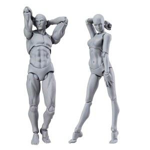 하니포레버 아티스트 마니킨 아트 마네킹 피규어, 스케치, 페인팅, 액션 피규어 남성+여성 세트(그레이)를 위한 드로잉 도구, 소형 모델 공급