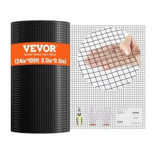 VEVOR 하드웨어 천, 24인치 x 100인치 1/2인치 아연 도금 와이어 메쉬 롤, 19게이지 치킨 펜싱 닭장 장벽용 비닐 금속 메쉬, 토끼 뱀 울타리, 가금류 인클로저