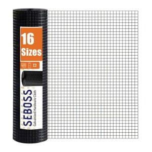 SEBOSS 검은색 철물 천 1/2 인치 48 x 100 Ft 19 게이지, 비닐 코팅 와이어 메시 롤, 치킨 펜싱, 가든 용접 펜스 펜싱