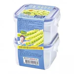밀폐용기 250ml 찬통 반찬통 김치통 정사각 1호 2P 냉장고용기 국민