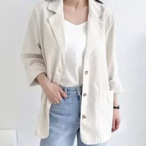 친절한탄씨 오버사이즈 레이디 마 아우터 심플 걸스 S S 점퍼오버사이즈 점퍼 린넨자켓 여성여름자켓