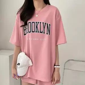 셀럽하우스 여성 여름 반팔 반바지 상하의 트레이닝 세트 레터링