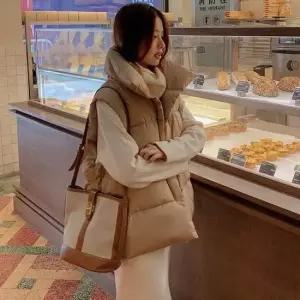 셀럽하우스 여성 겨울아우터 사선 조끼패딩 오버핏 패딩 베스트
