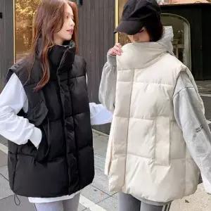 셀럽하우스 여성 루즈핏 하이넥 패딩조끼 웰론 오버핏 패딩베스트