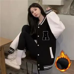 셀럽하우스 여성 자수 로고 기모안감 모던한 야구점퍼