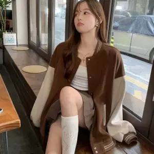 셀럽하우스 여성 베이직 컬러 오버핏 겨울패션 기모 야구점퍼