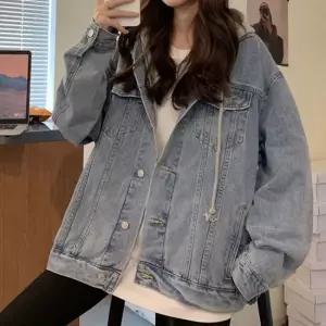 셀럽하우스 캐주얼 여성 봄 가을 후드 탈부착 청 데님 자켓 점퍼