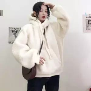 셀럽하우스 겨울 캐주얼 패션 따뜻한 베이직 무지 양털후드티