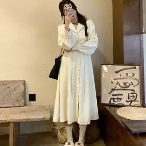 셀럽하우스 데일리 여성 데이트 모임 코디 카라넥 롱 원피스 치마
